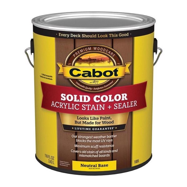 Cabot Solid Color Acrylic Stain & Sealer Solid Tintable Neutral Base Acrylic Deck Stain 1 gal 140.0001806.007